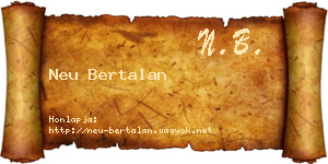 Neu Bertalan névjegykártya
